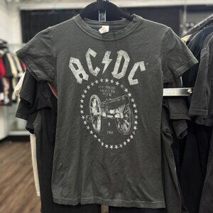 Vintage AC/DC For Those About To Rock T-Shirt Women’s Small | Charcoal Gray Band